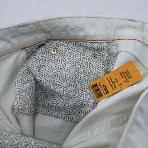 Tory Burch Skinny Jeans Pants Women Sz 28 White Embroidery Designer Logo Preppy - Picture 4 of 12